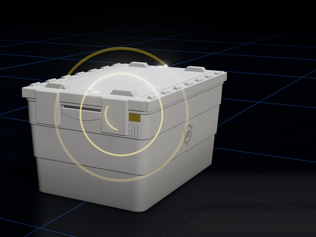 The SMART container, with the tag in its end wall lit